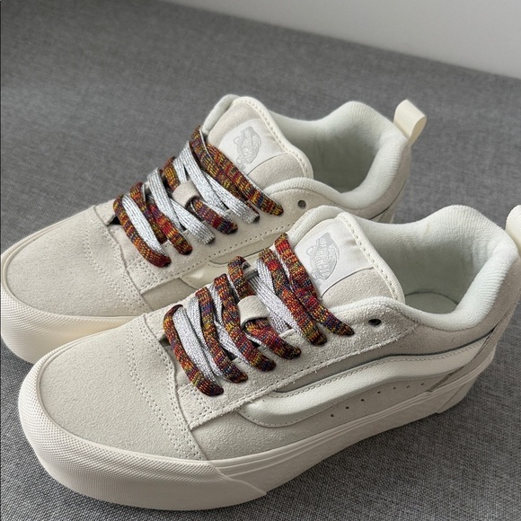 Vans Knu Stack Cream platform suede Sneakers with Multicolor Laces - Picture 3 of 10